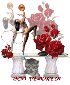 Gif animé Bon vendredi femme roses
